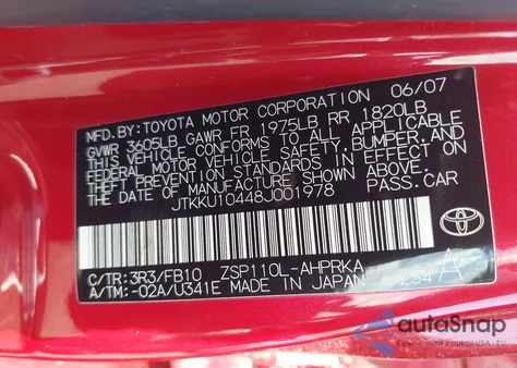 2008 Scion Xd from USA, damaged, VIN JTKKU10448J001978